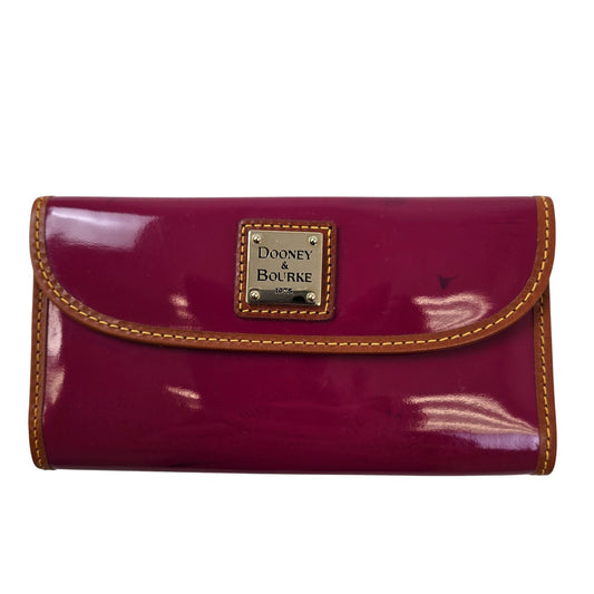 Dooney & Bourke Patent Leather Continental Clutch Wallet in Fuscia