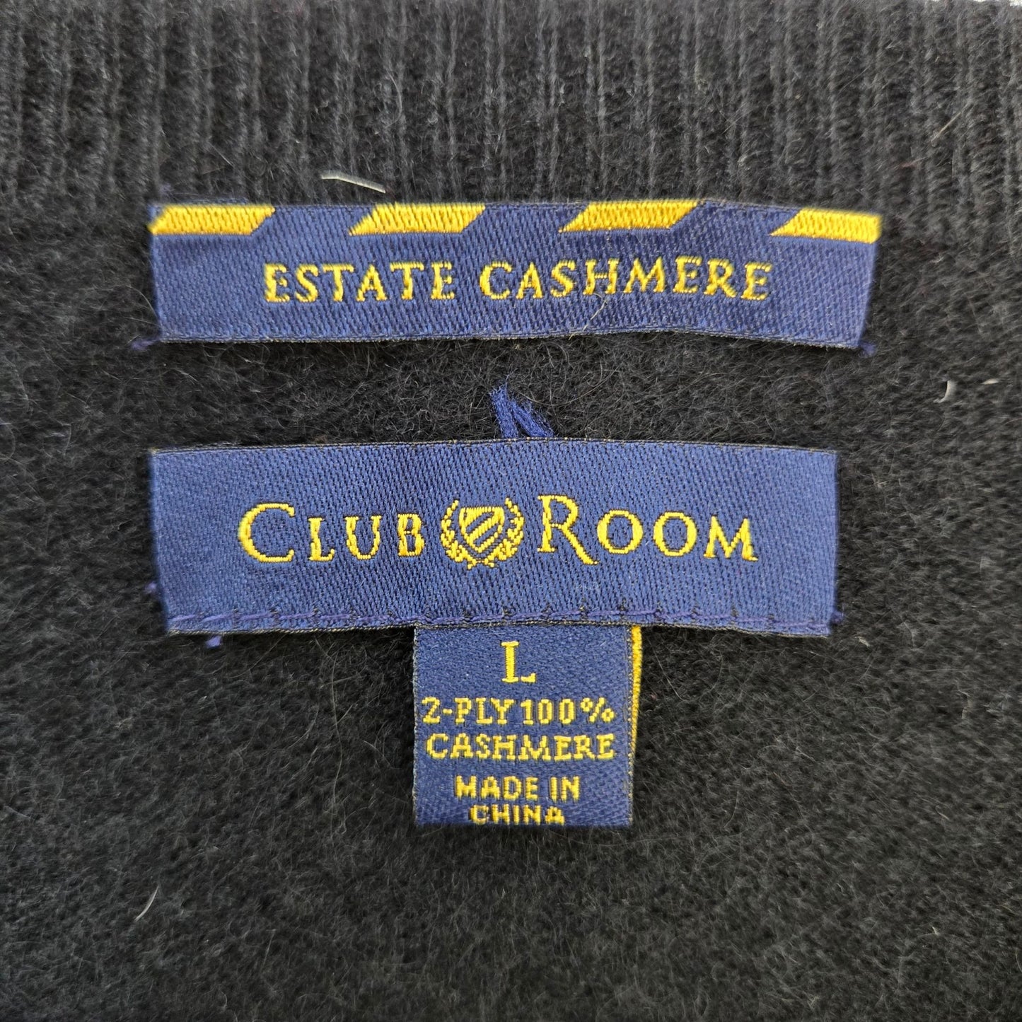 Club Room 2-Ply 100% Cashmere V-Neck Sweater Size Large