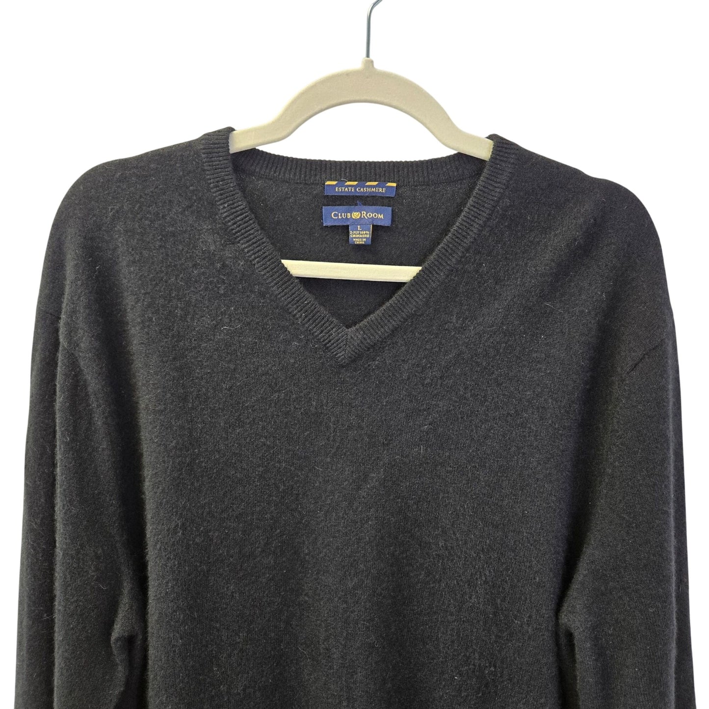 Club Room 2-Ply 100% Cashmere V-Neck Sweater Size Large
