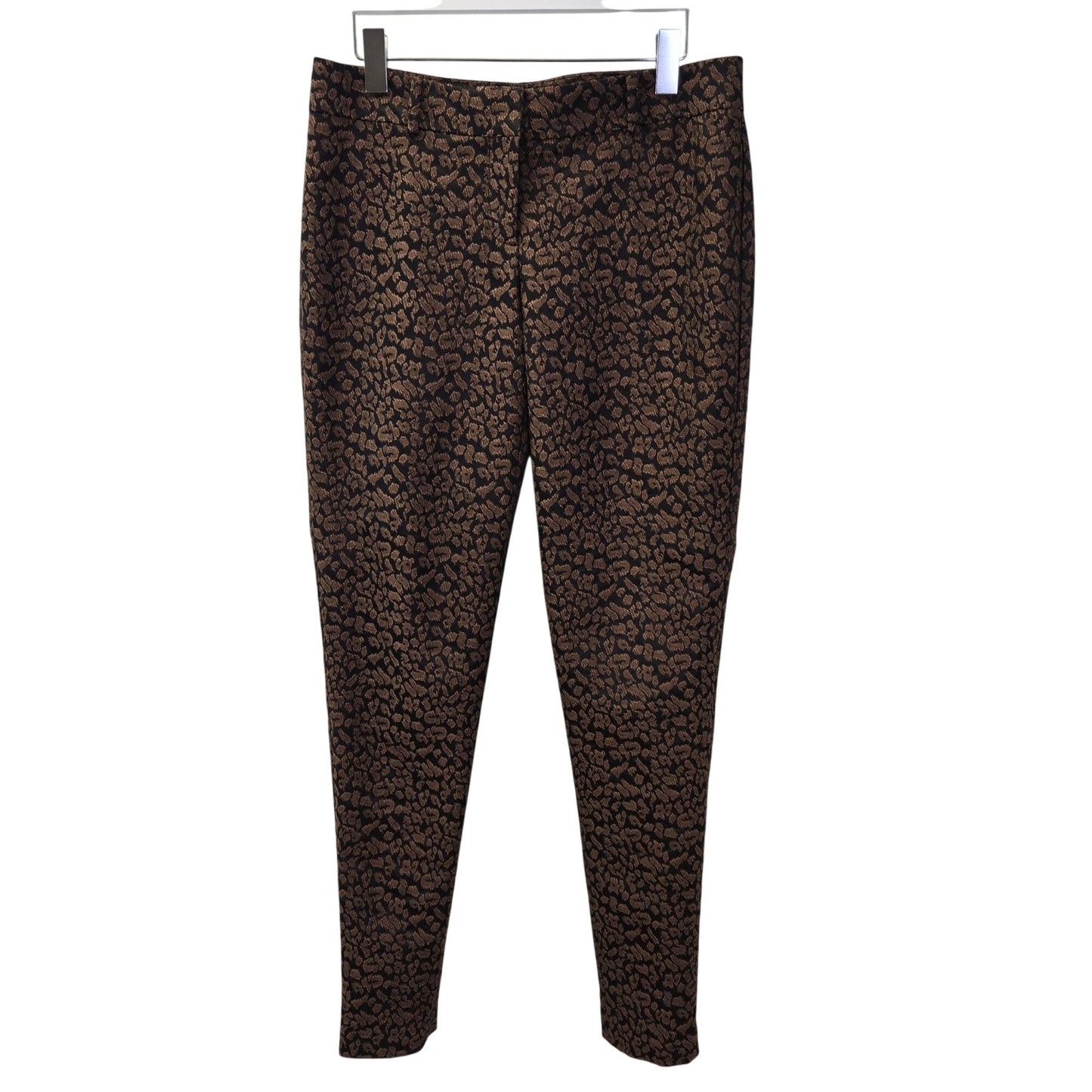 Ann Taylor Leopard Print Jacquard Trouser Pants Size 4 Tall