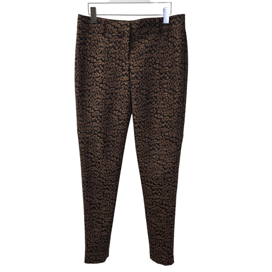 Ann Taylor Leopard Print Jacquard Trouser Pants Size 4 Tall