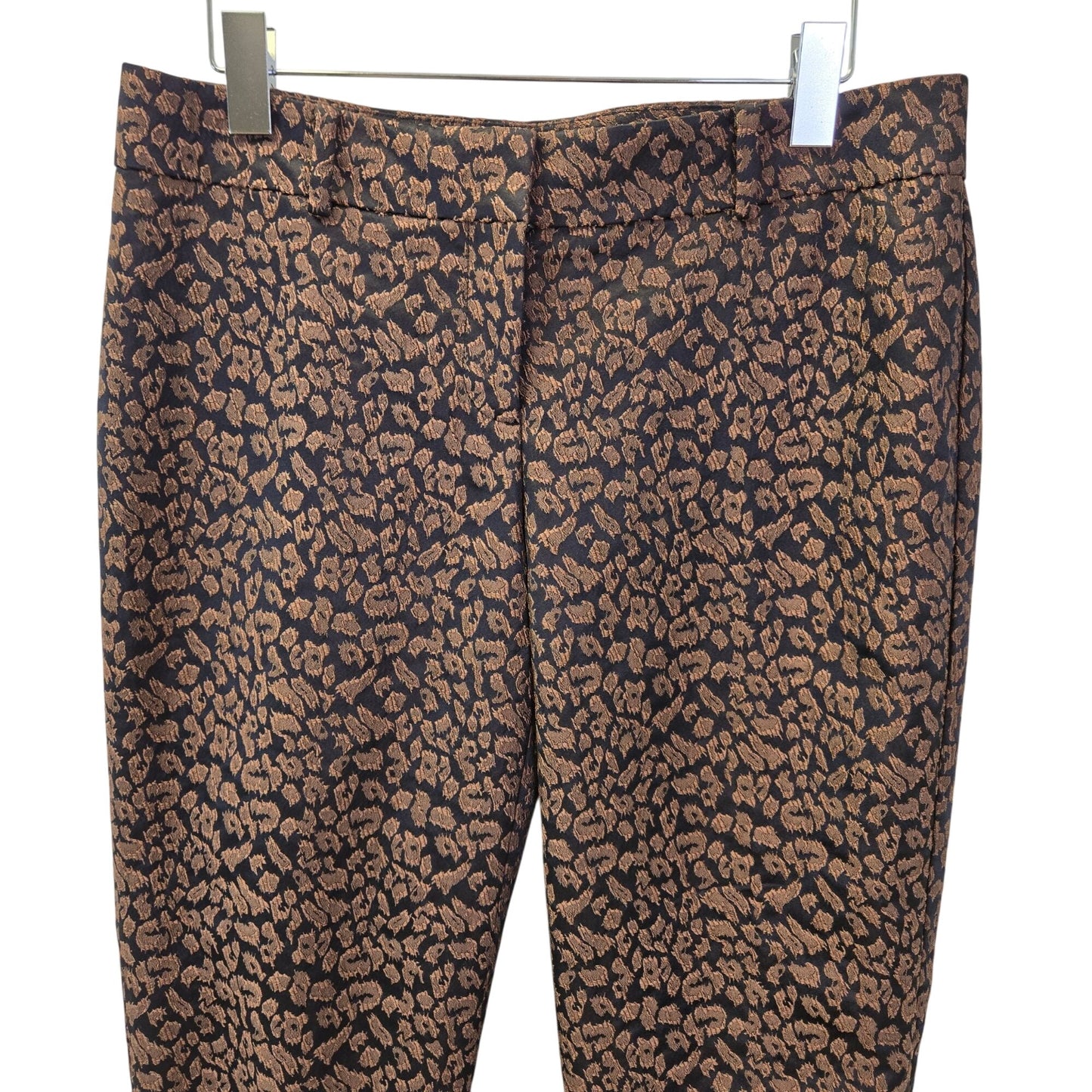 Ann Taylor Leopard Print Jacquard Trouser Pants Size 4 Tall