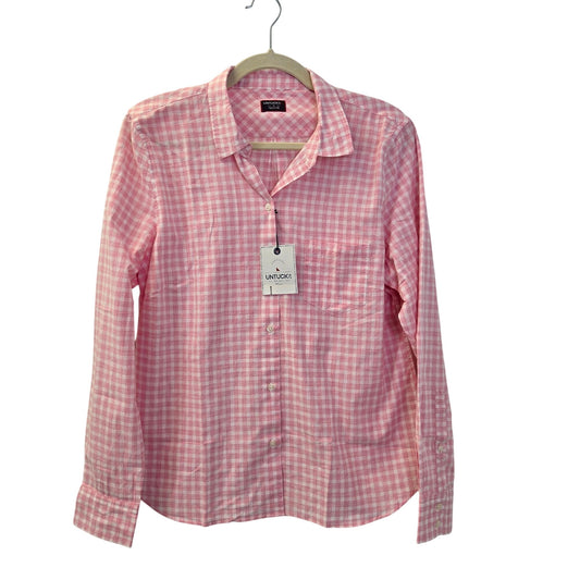 NWT UNTUCKit Calina Gingham Print Long Sleeve Button Down Shirt Size 10