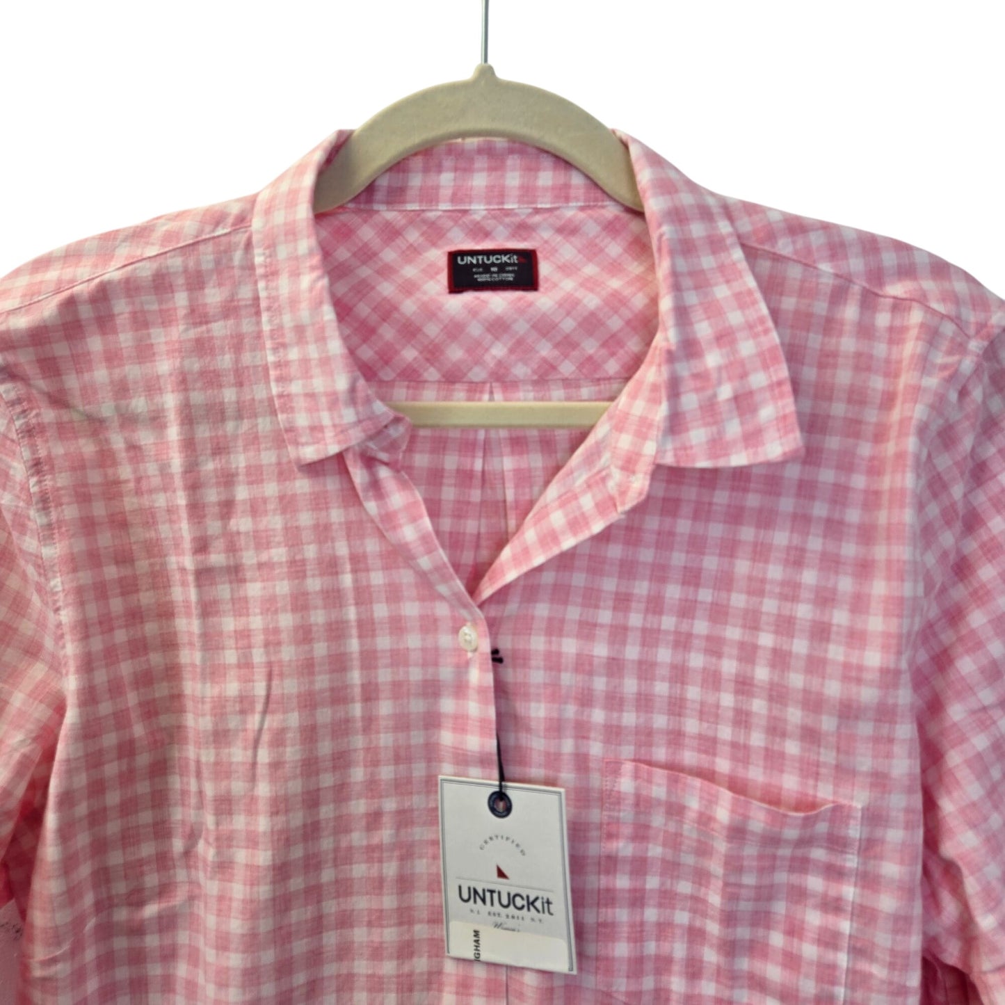 NWT UNTUCKit Calina Gingham Print Long Sleeve Button Down Shirt Size 10