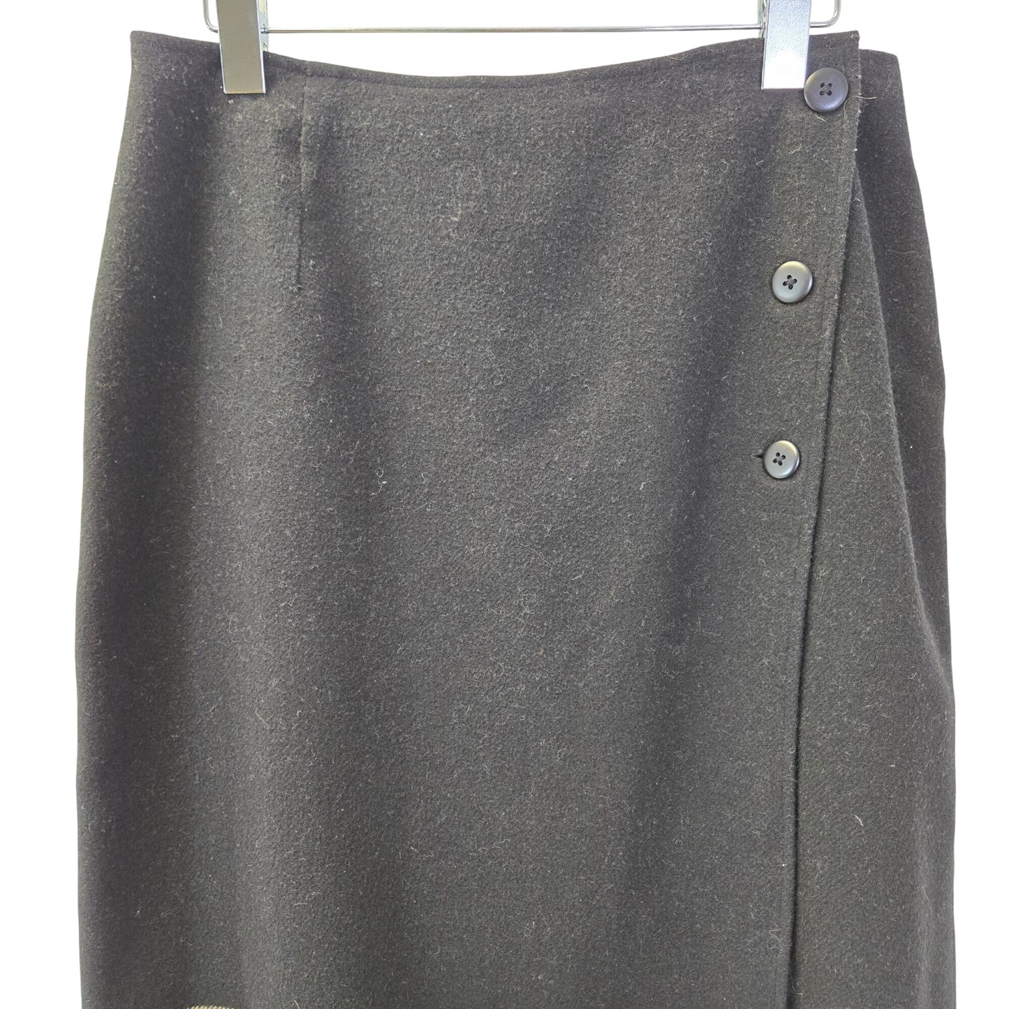 The Territory Ahead Wool Blend Fringe Trim Midi Wrap Skirt Size 12