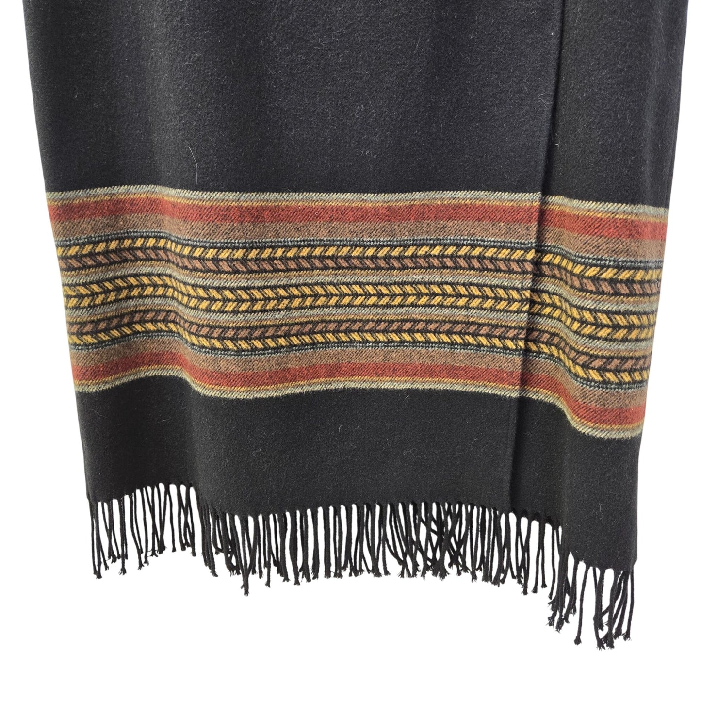 The Territory Ahead Wool Blend Fringe Trim Midi Wrap Skirt Size 12
