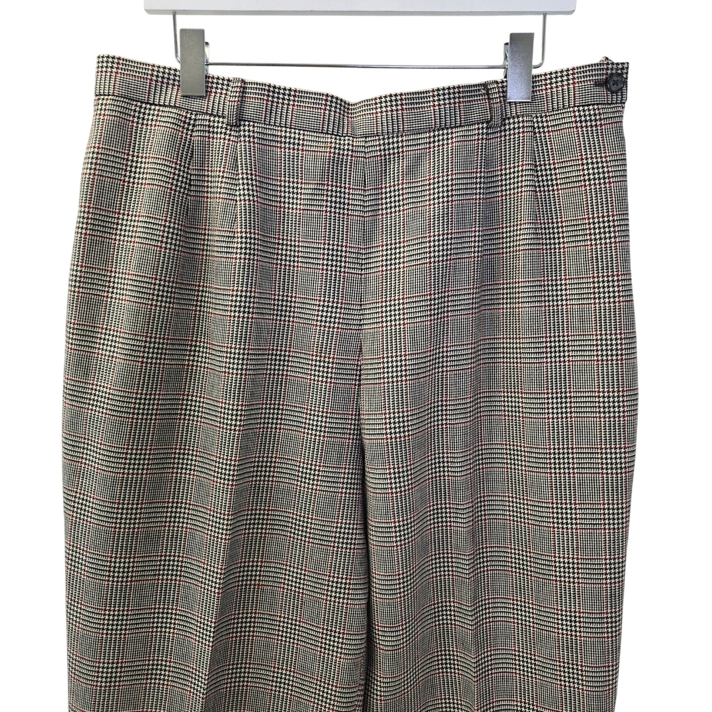 Talbots Wool Blend Glen Plaid Tapered Trouser Pants Size 16