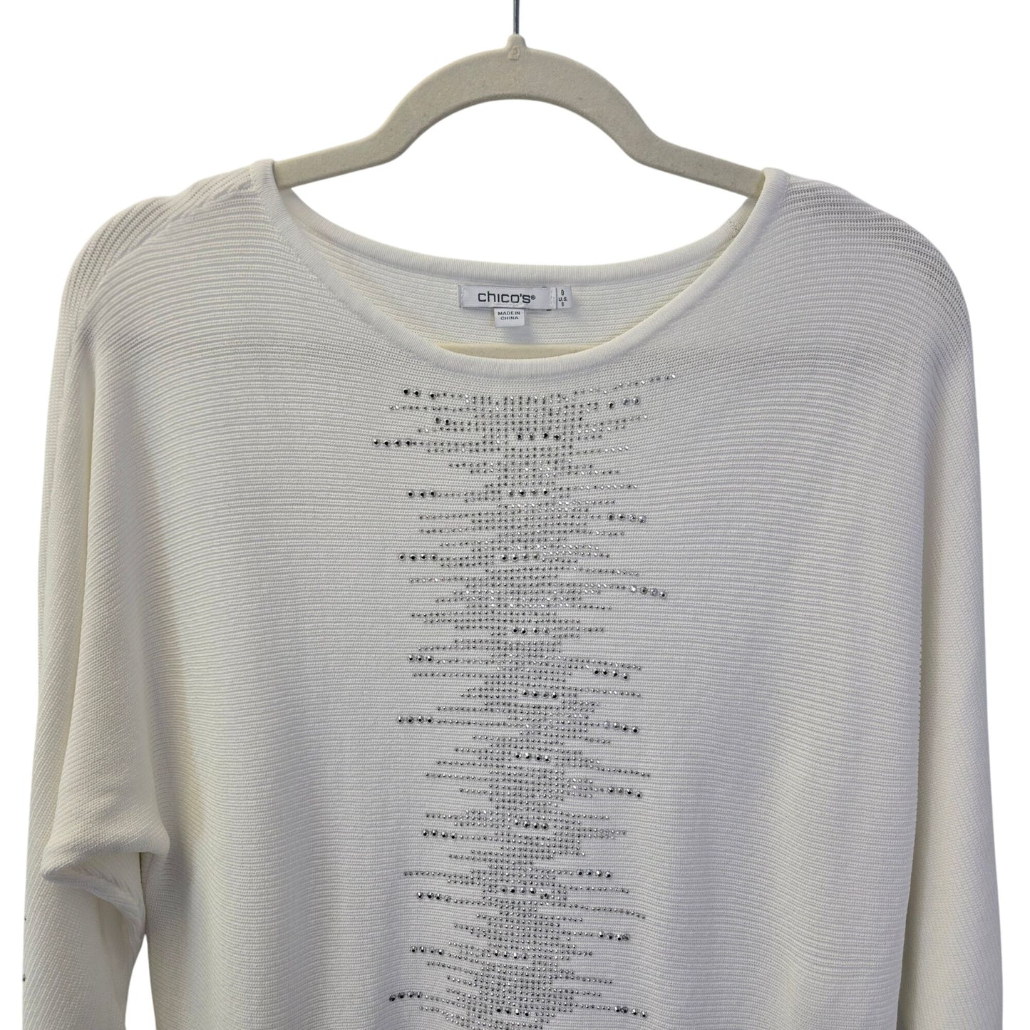 Chico's Stud Embellished Dolman Sleeve Crewneck Sweater Size Chico's 0/Small
