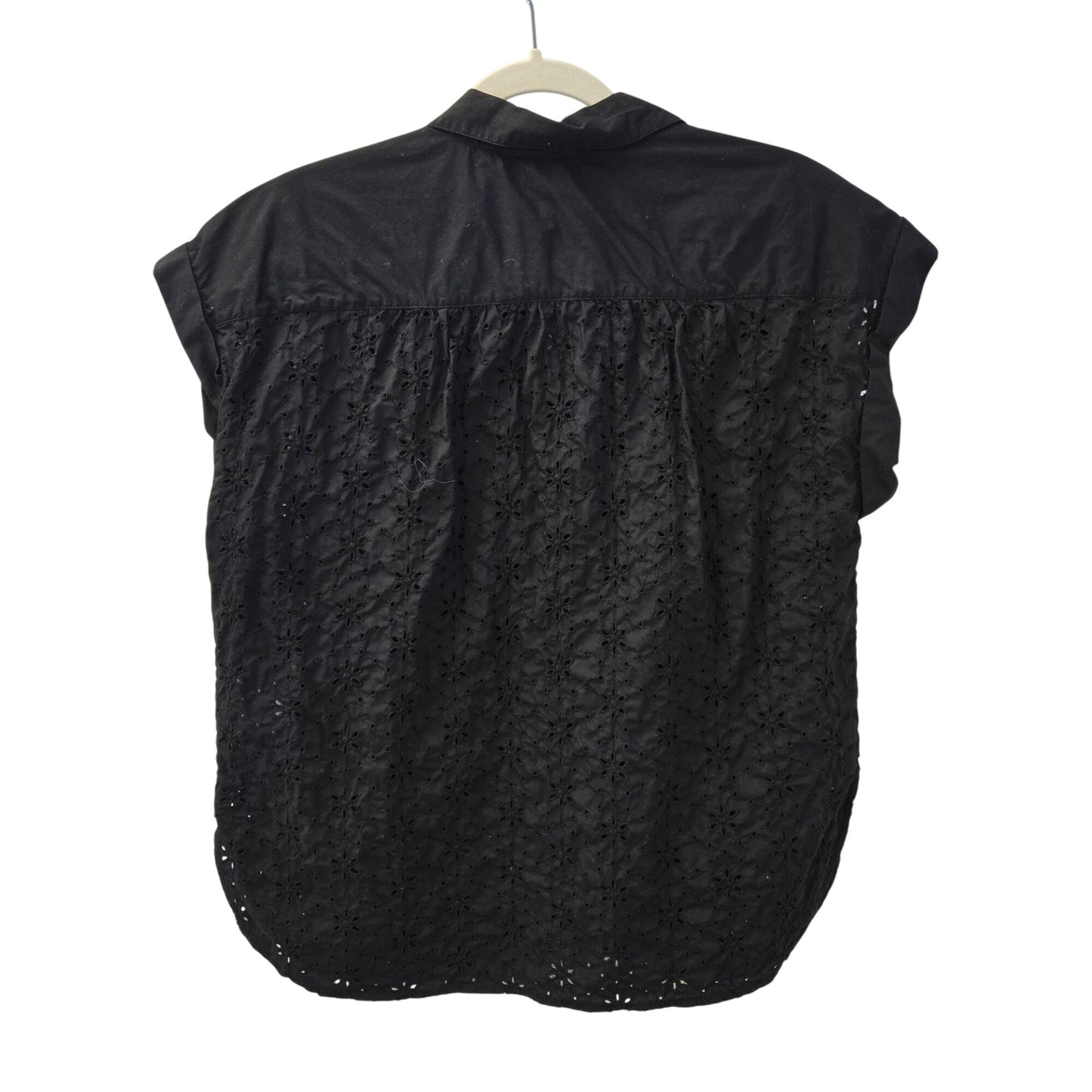 Gap Floral Eyelet Cap Sleeve Button Down Blouse Size Medium