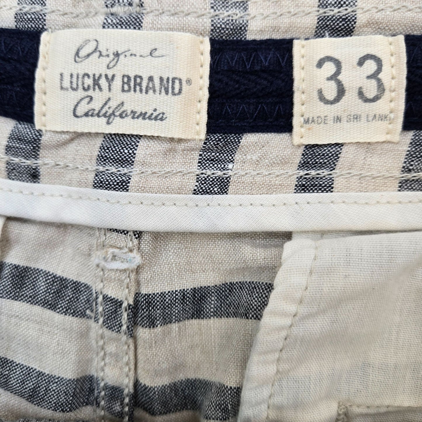 Lucky Brand 100% Linen Striped Shorts Size 33