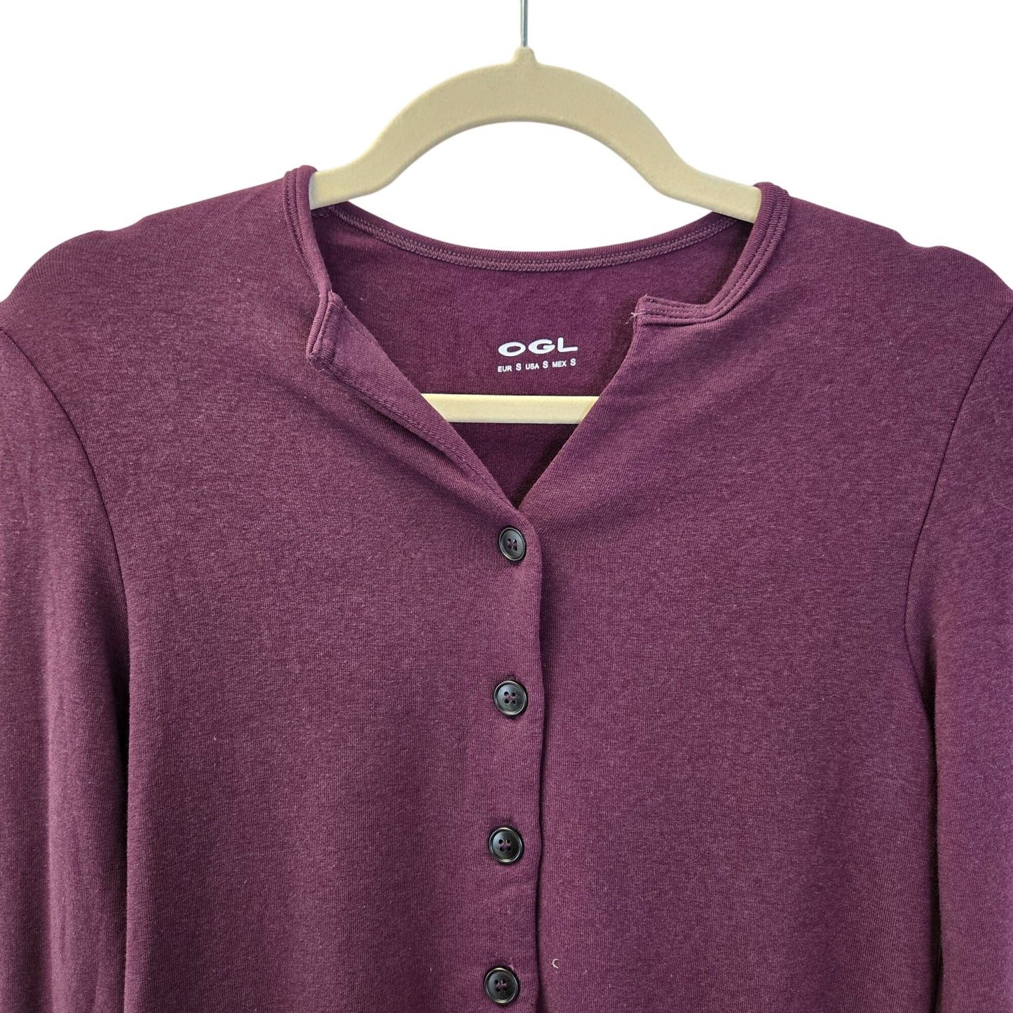 NWT OGL Viscose Blend Button Down Banded Hem Top Size Small