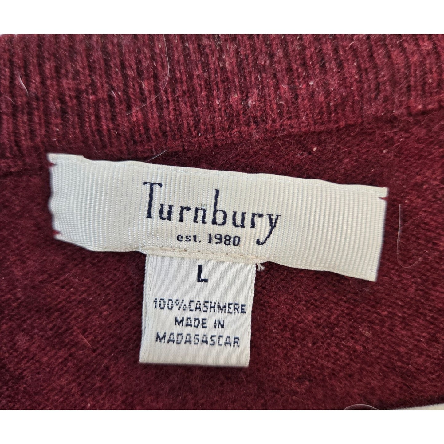 Turnbury 100% Cashmere V-Neck Sweater Size Large
