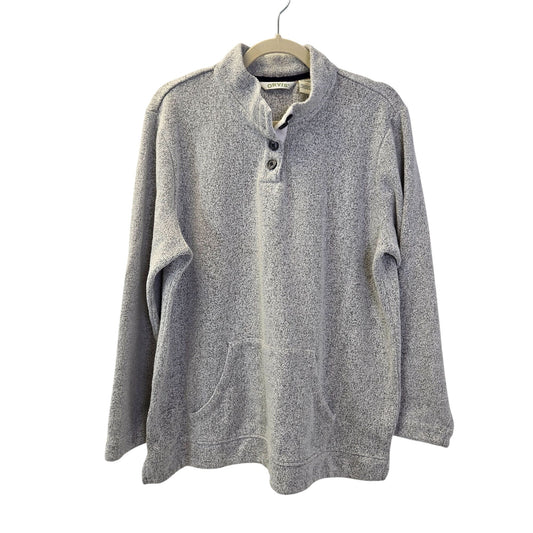 Orvis Quarter Button Kangaroo Pocket Sweatshirt Size Large