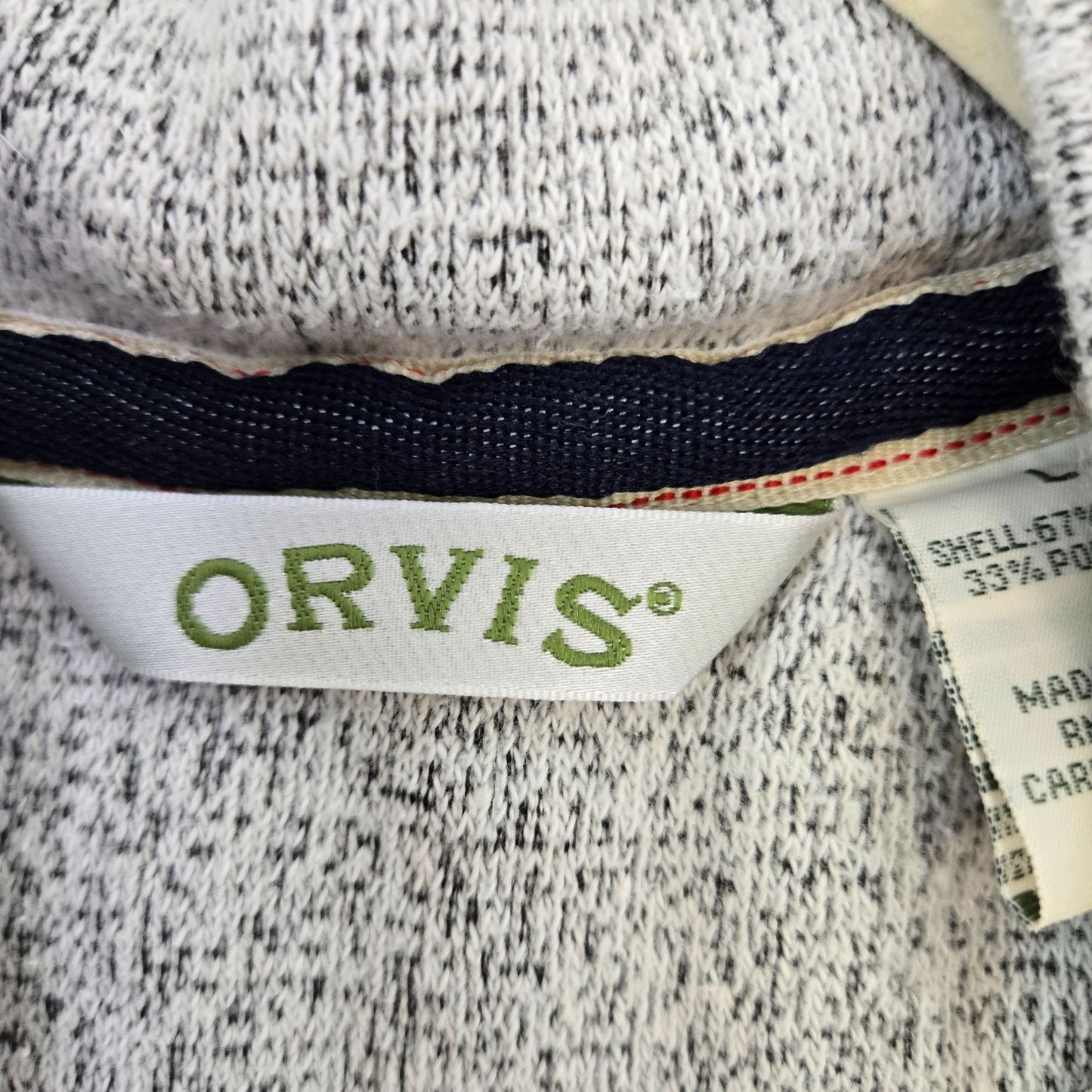 Orvis Quarter Button Kangaroo Pocket Sweatshirt Size Large