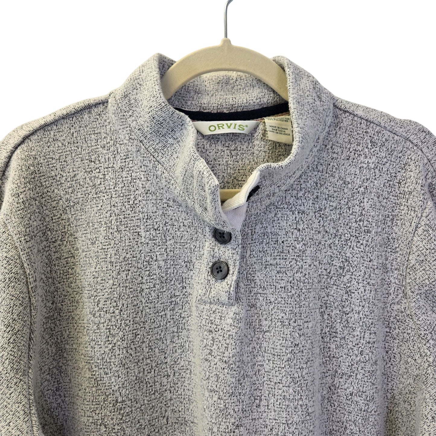 Orvis Quarter Button Kangaroo Pocket Sweatshirt Size Large