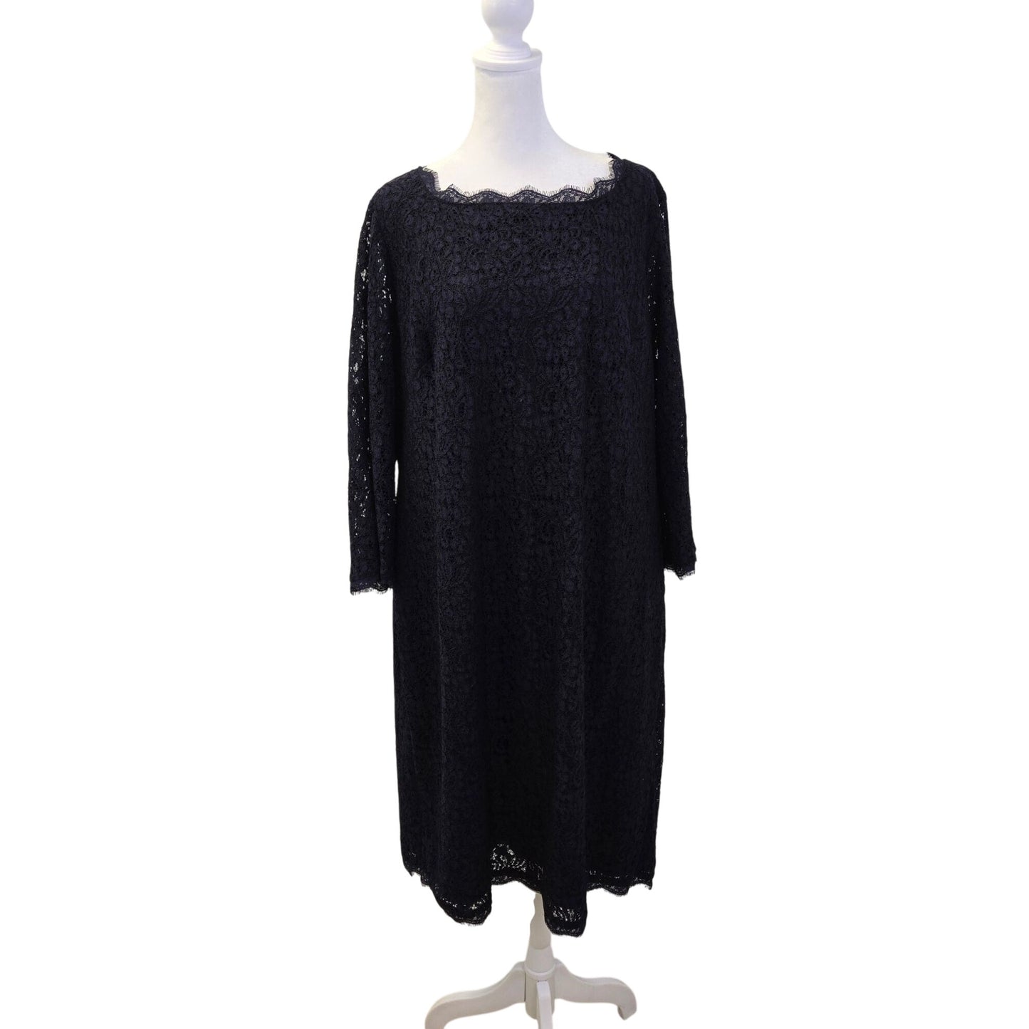 Adrianna Papell Evening Lace Overlay 3/4 Sleeve Shift Dress Size 22W