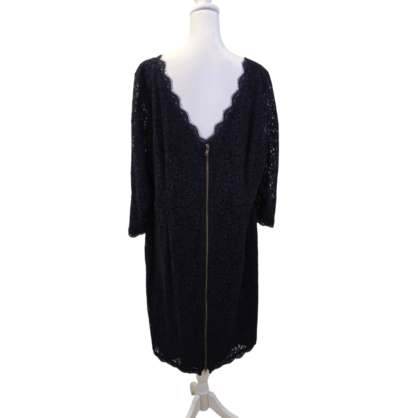Adrianna Papell Evening Lace Overlay 3/4 Sleeve Shift Dress Size 22W