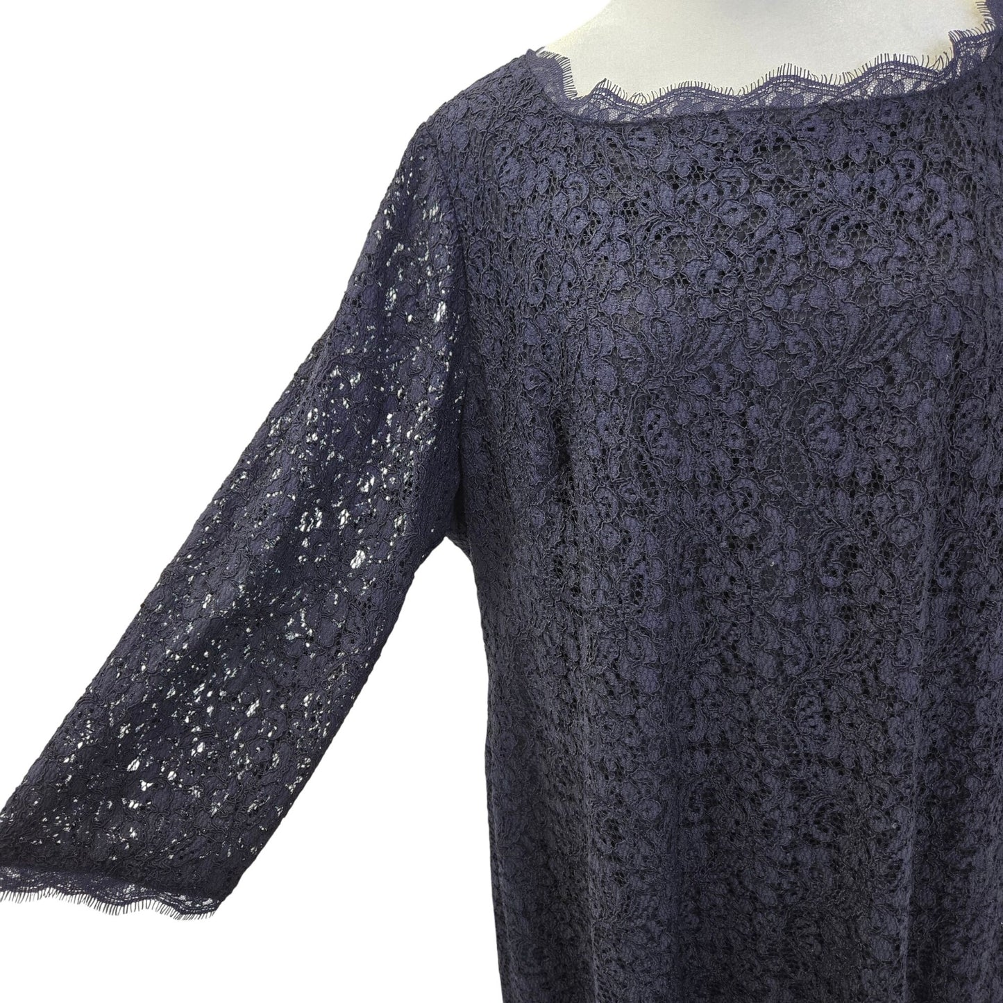 Adrianna Papell Evening Lace Overlay 3/4 Sleeve Shift Dress Size 22W