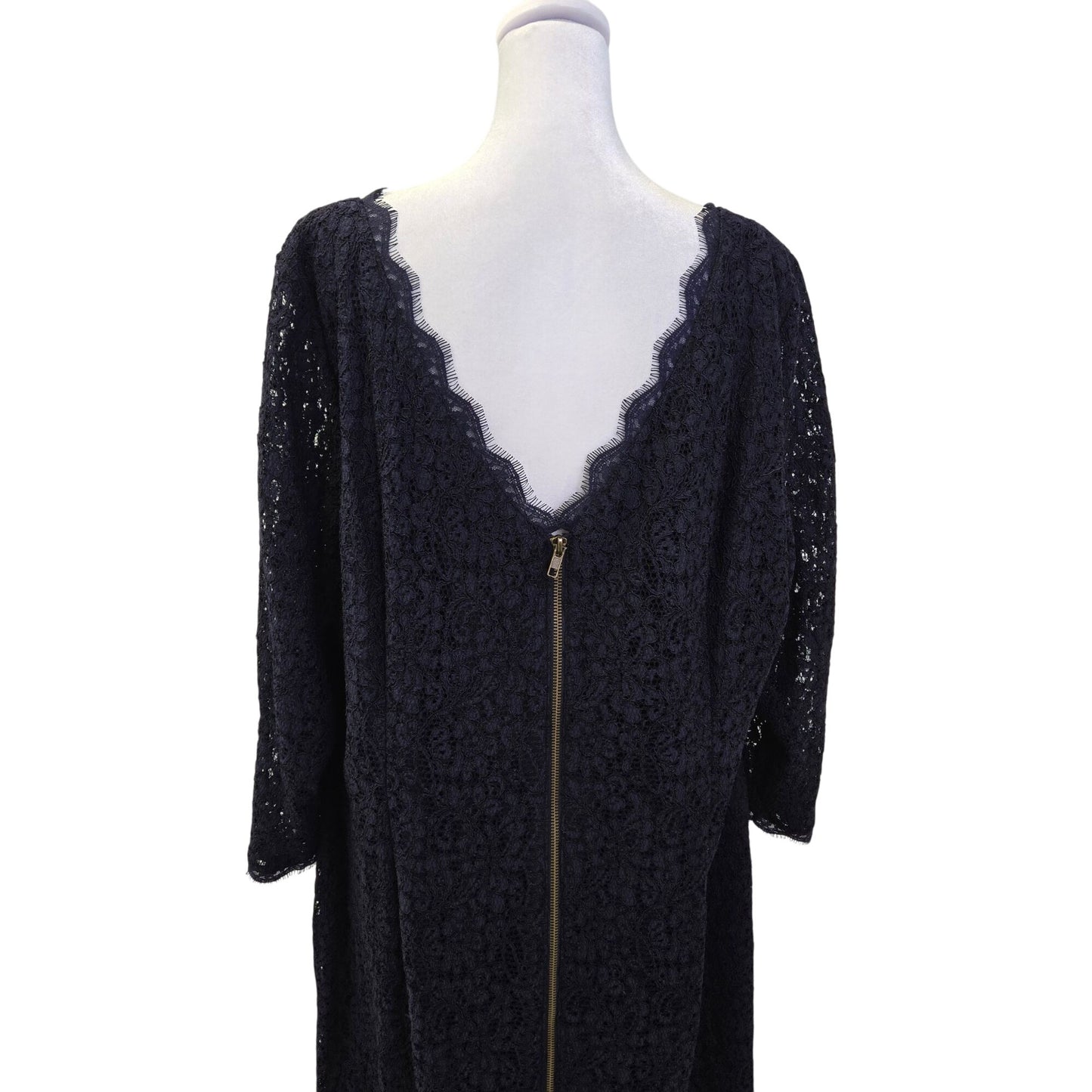 Adrianna Papell Evening Lace Overlay 3/4 Sleeve Shift Dress Size 22W