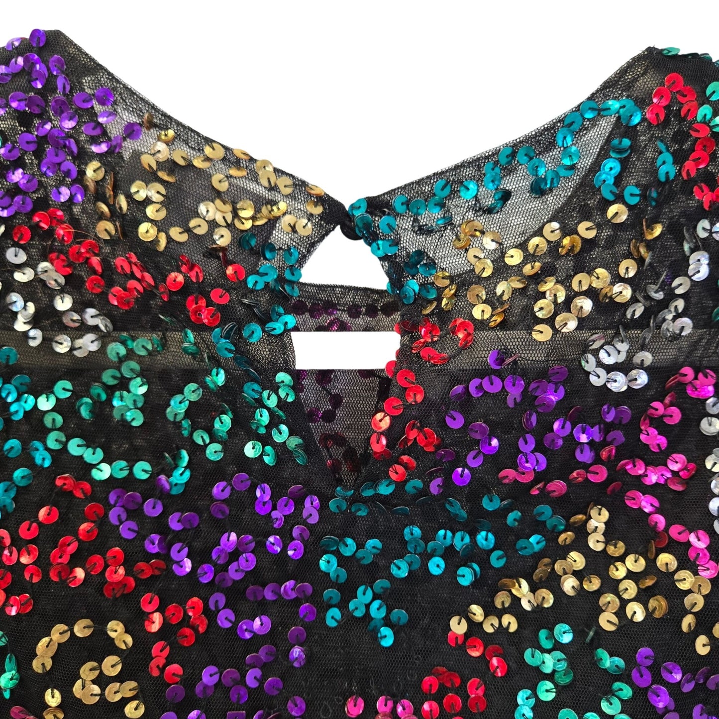 ASOS Mulit-Color Sequin Mesh Short Sleeve Crop Top Size 4