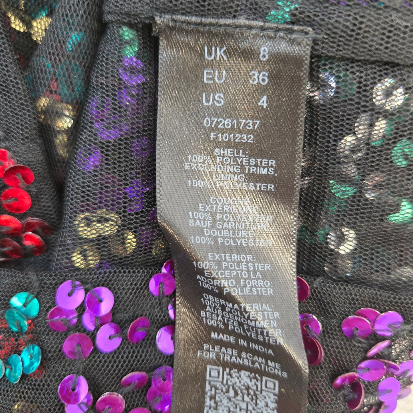 ASOS Mulit-Color Sequin Mesh Short Sleeve Crop Top Size 4