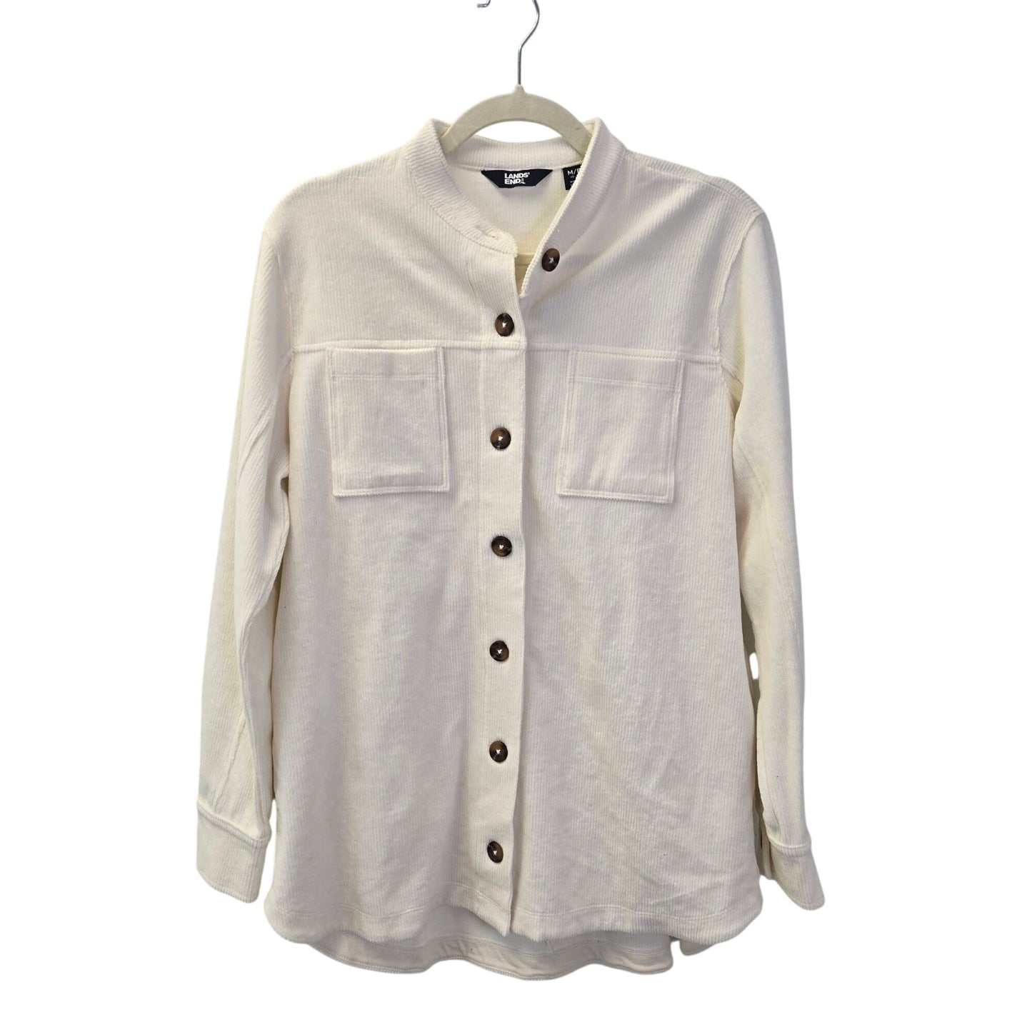 Lands' End Corduroy Button Front Cinch Back Shacket Shirt Size M Petite