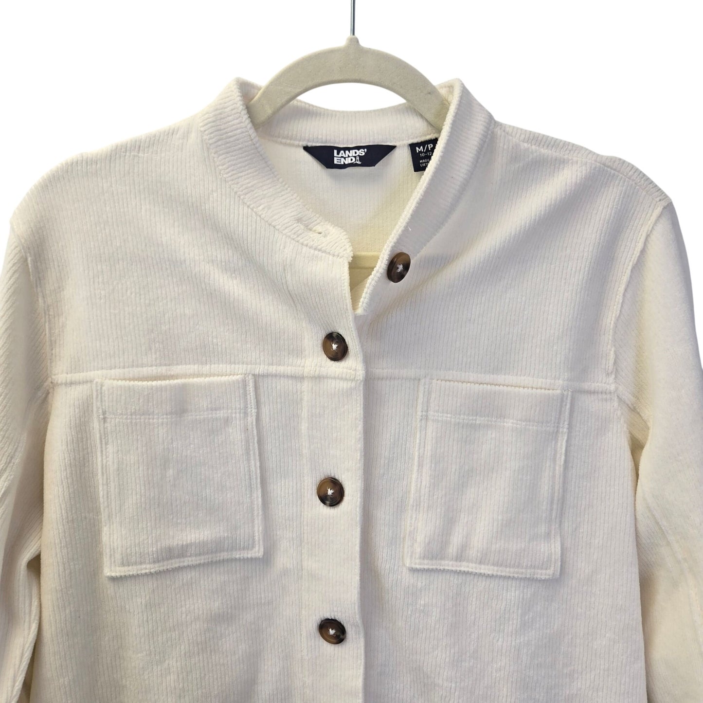 Lands' End Corduroy Button Front Cinch Back Shacket Shirt Size M Petite