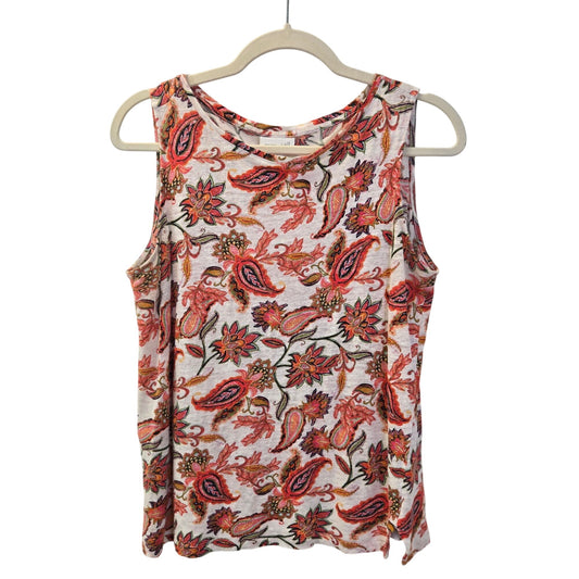 J. Jill Love Linen 100% Linen Paisley Print Tank Top Size Medium Petite