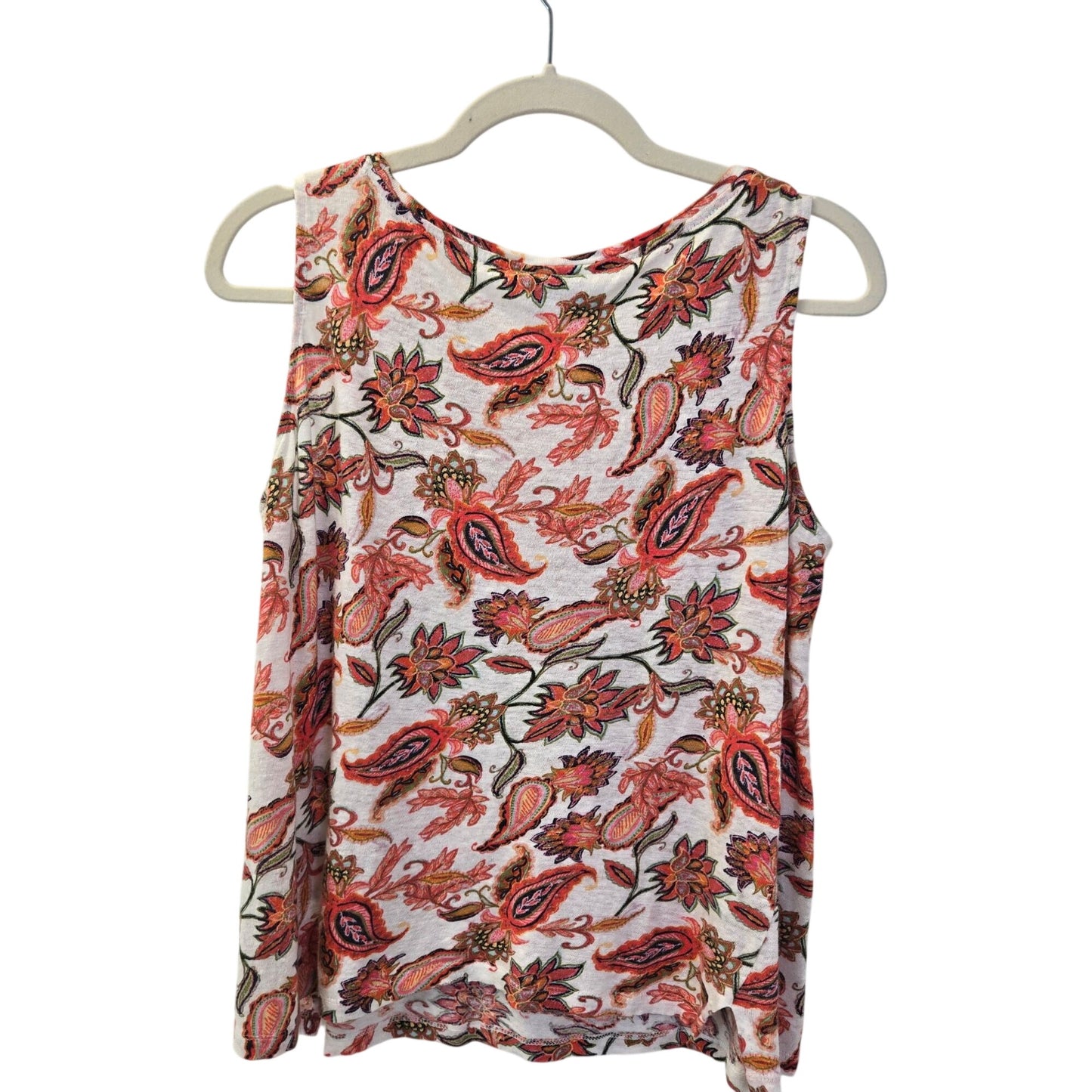 J. Jill Love Linen 100% Linen Paisley Print Tank Top Size Medium Petite