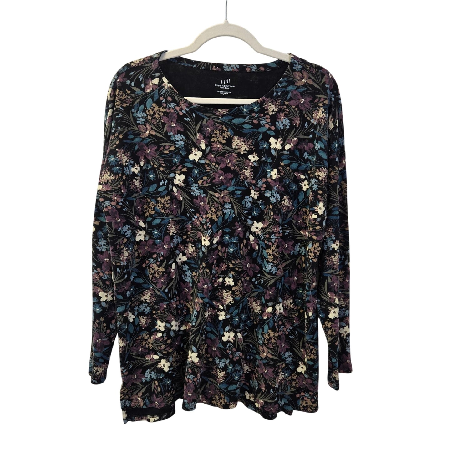 J. Jill Simply Supima Crewneck Floral Tunic Top Size Large
