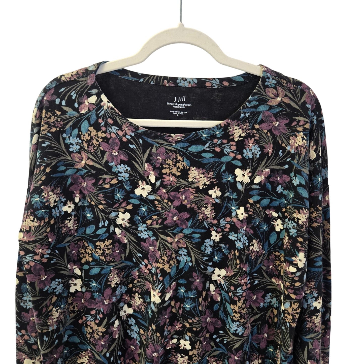 J. Jill Simply Supima Crewneck Floral Tunic Top Size Large