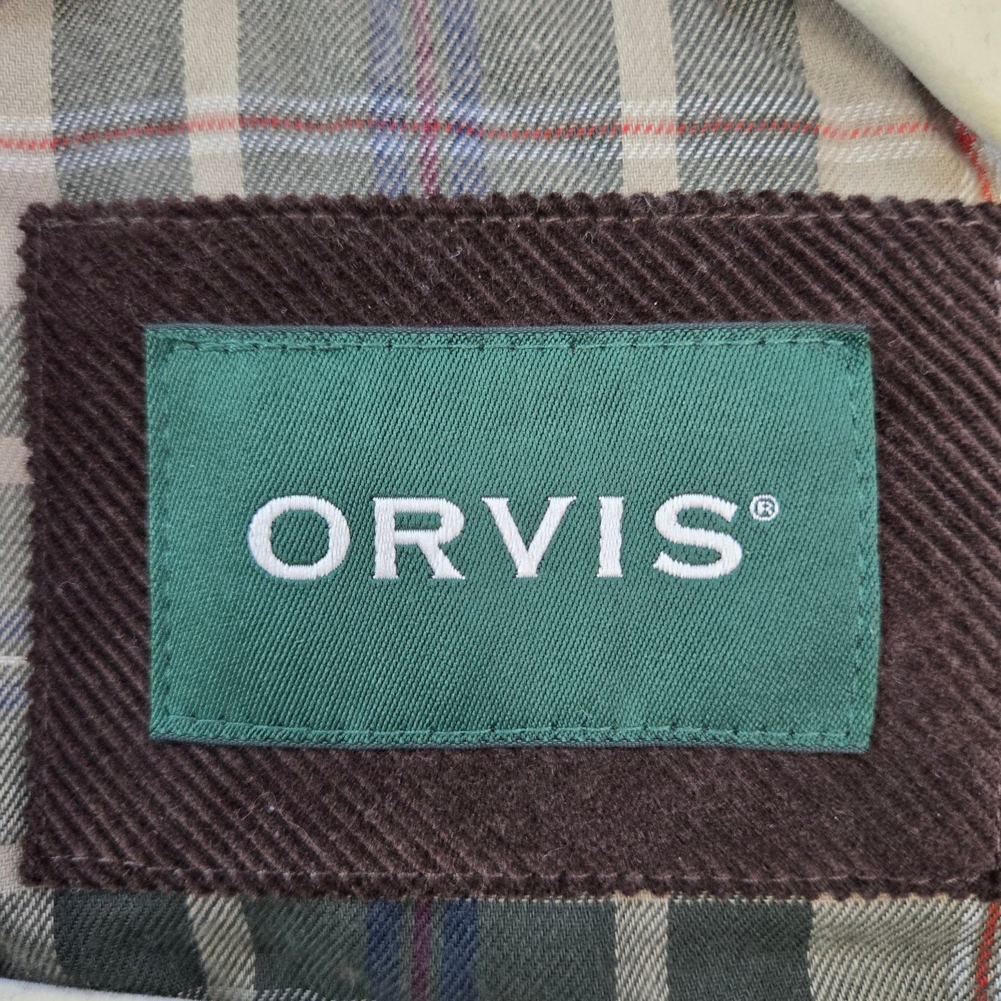 Orvis Wax Cloth Corduroy Collar Utility Vest Size Medium