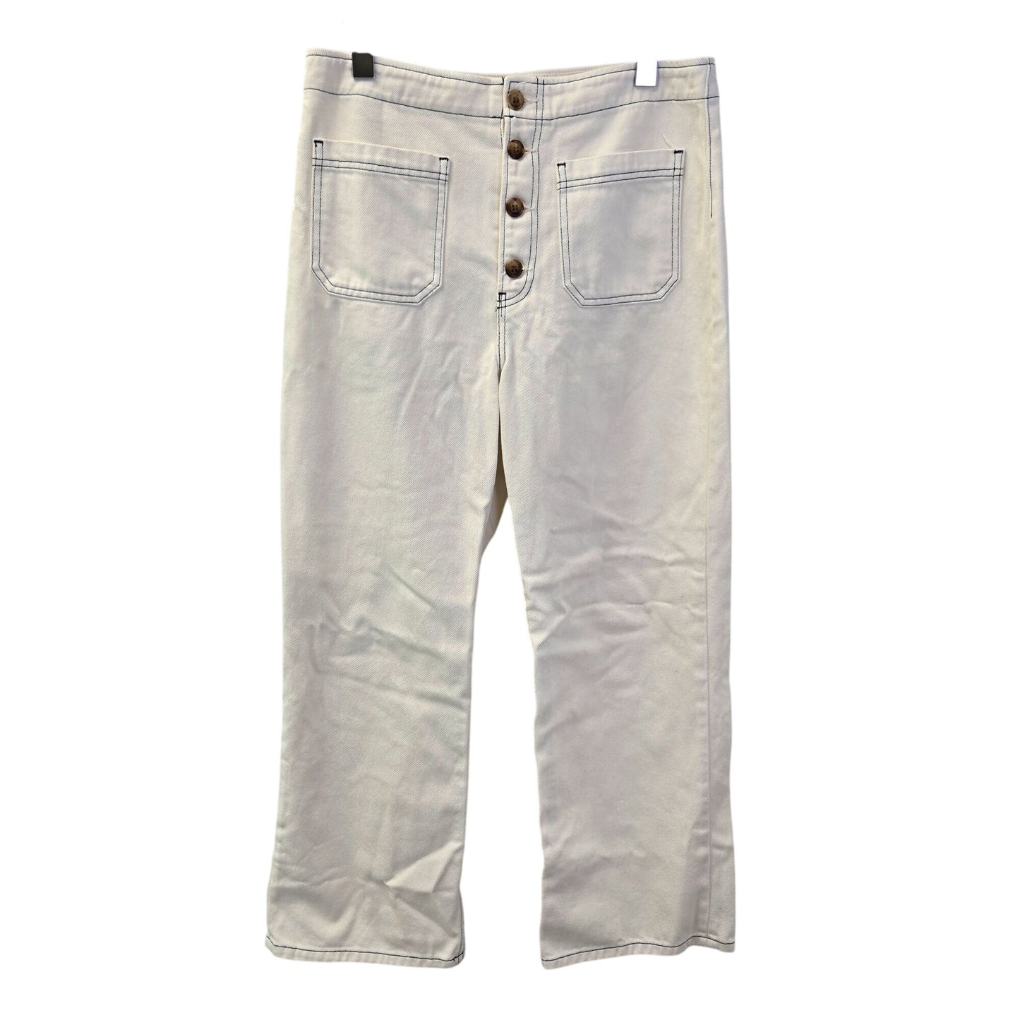 Reformation Eloise High Rise Wide Leg Button Fly Crop Jeans Size 30