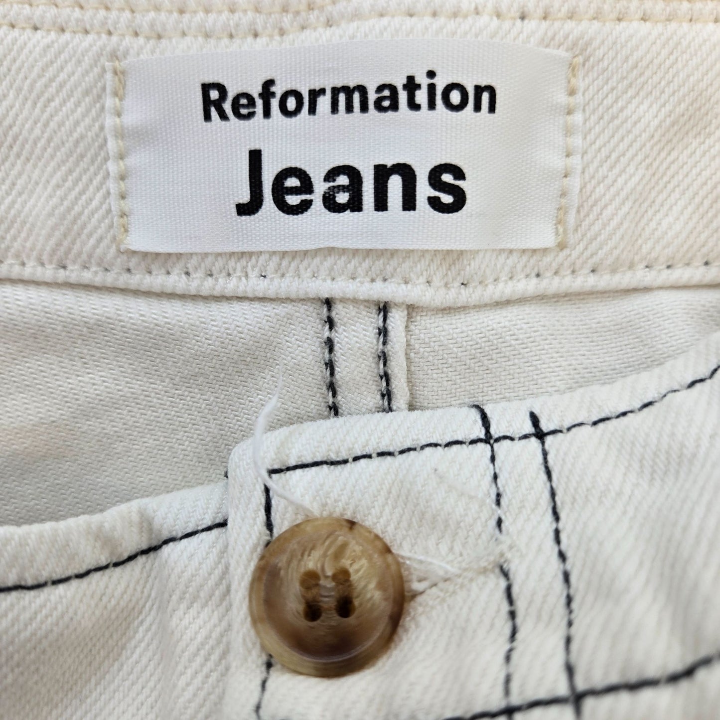 Reformation Eloise High Rise Wide Leg Button Fly Crop Jeans Size 30