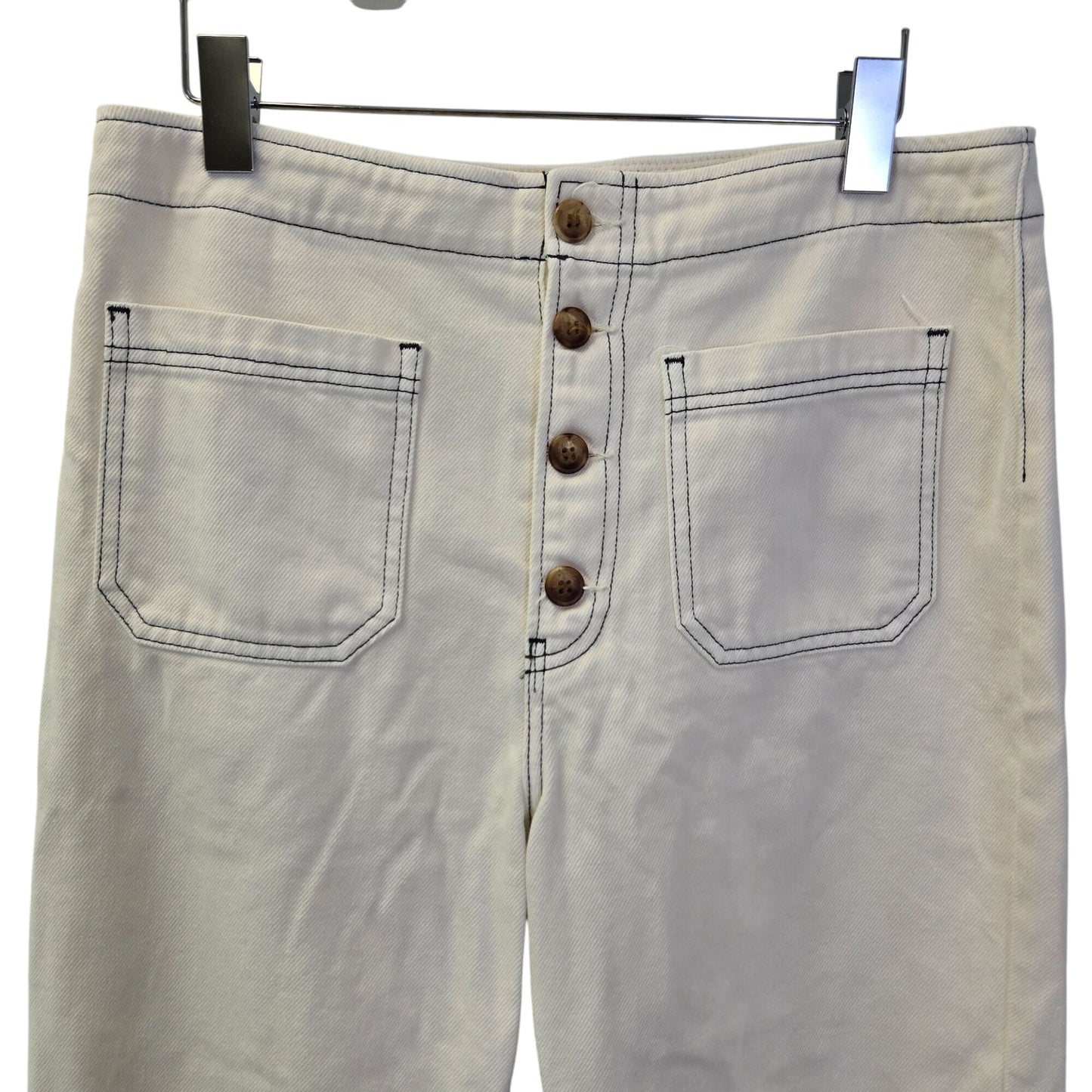 Reformation Eloise High Rise Wide Leg Button Fly Crop Jeans Size 30