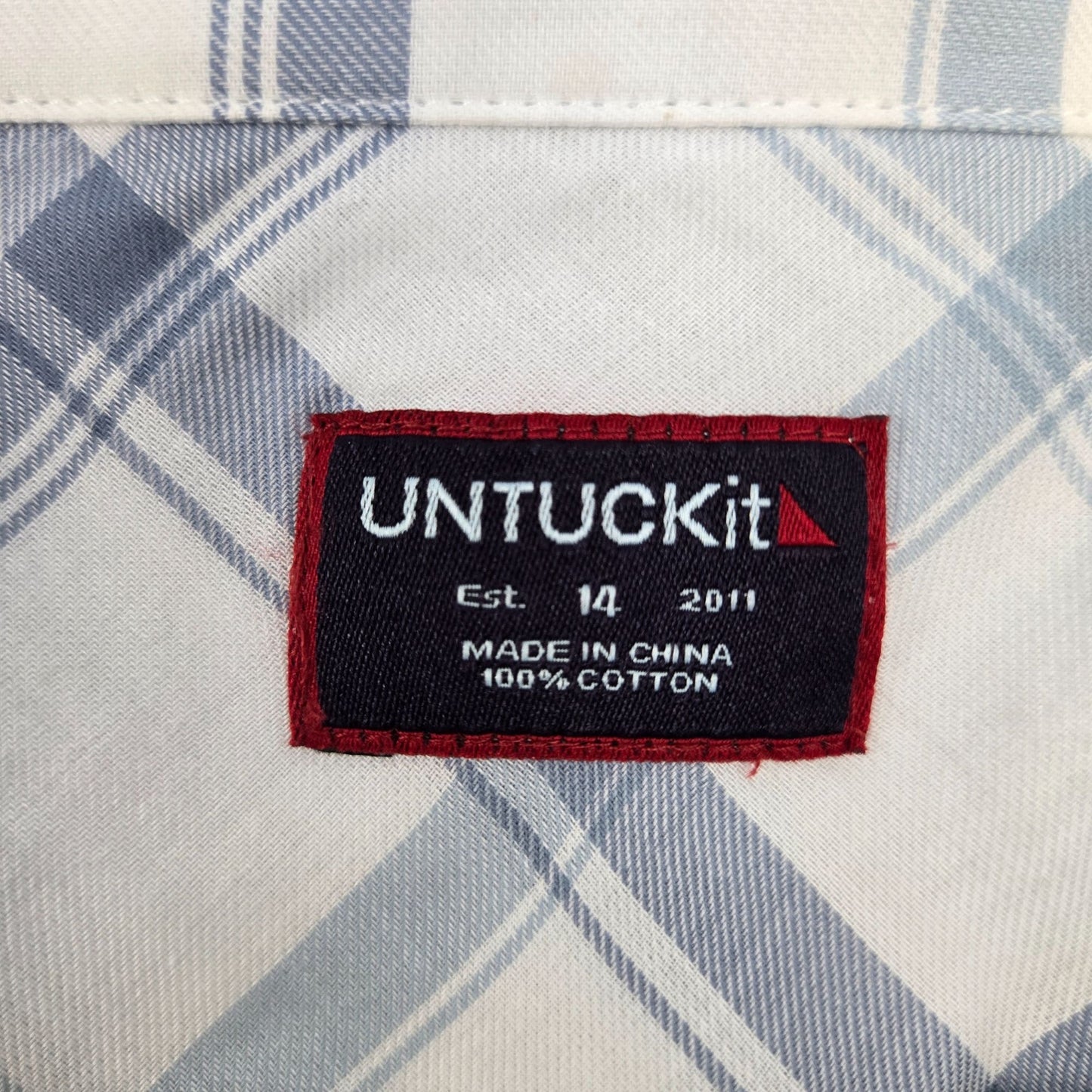 NWT UNTUCKit Mellini Plaid Long Sleeve Button Down Shirt Size 14