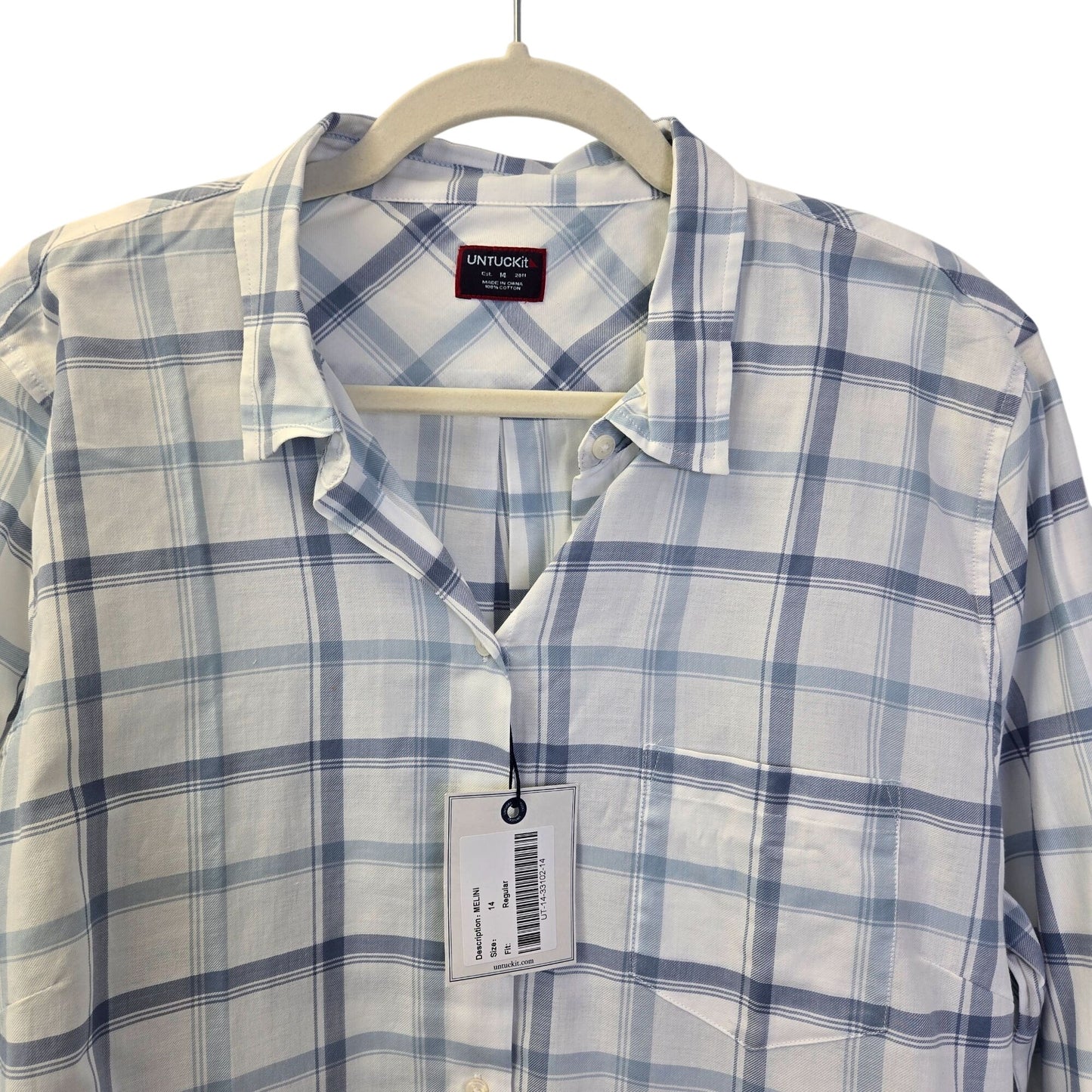 NWT UNTUCKit Mellini Plaid Long Sleeve Button Down Shirt Size 14