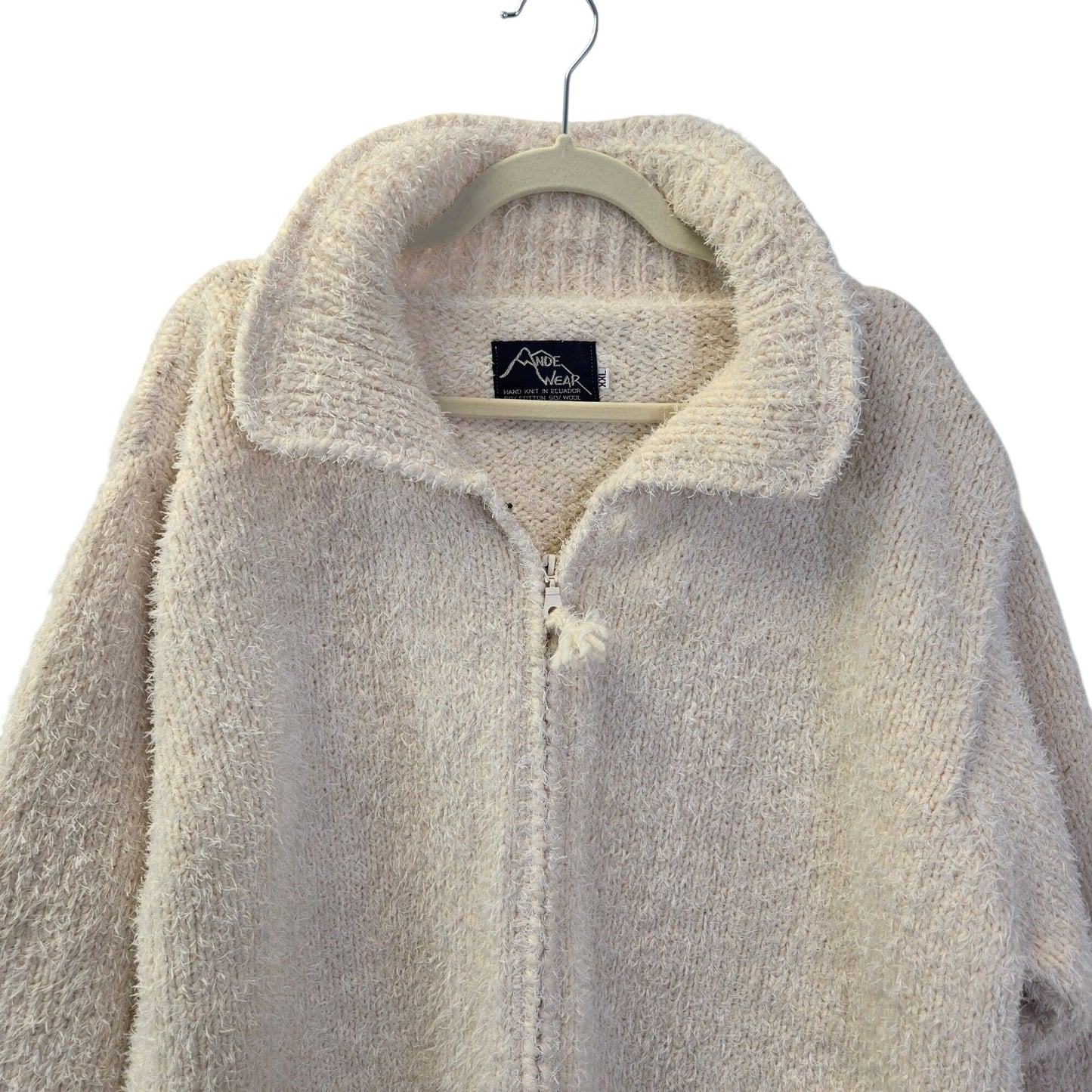 Vintage Ande Wear Wool Blend Eyelash Full Zip Cardigan Shacket Size XXL