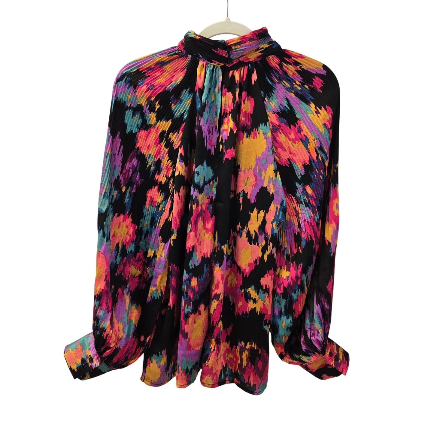 NWOT Hazel Hazel Watercolor Print Pleat Sleeve Blouse Size Medium