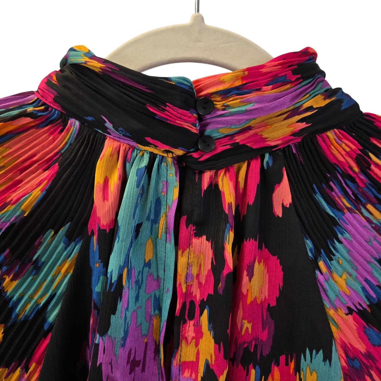 NWOT Hazel Hazel Watercolor Print Pleat Sleeve Blouse Size Medium