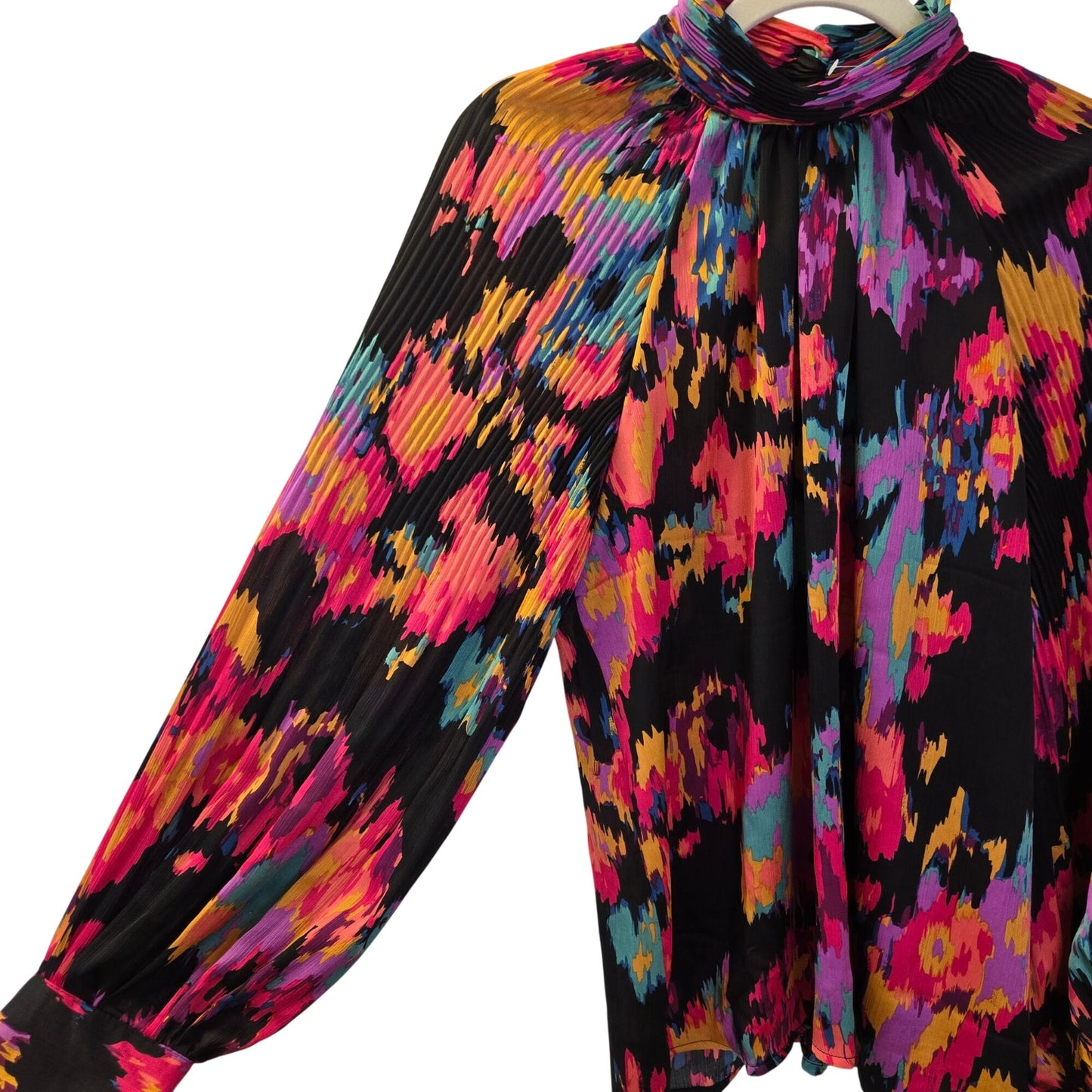NWOT Hazel Hazel Watercolor Print Pleat Sleeve Blouse Size Medium