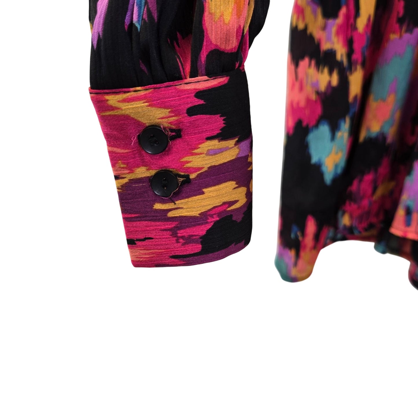 NWOT Hazel Hazel Watercolor Print Pleat Sleeve Blouse Size Medium