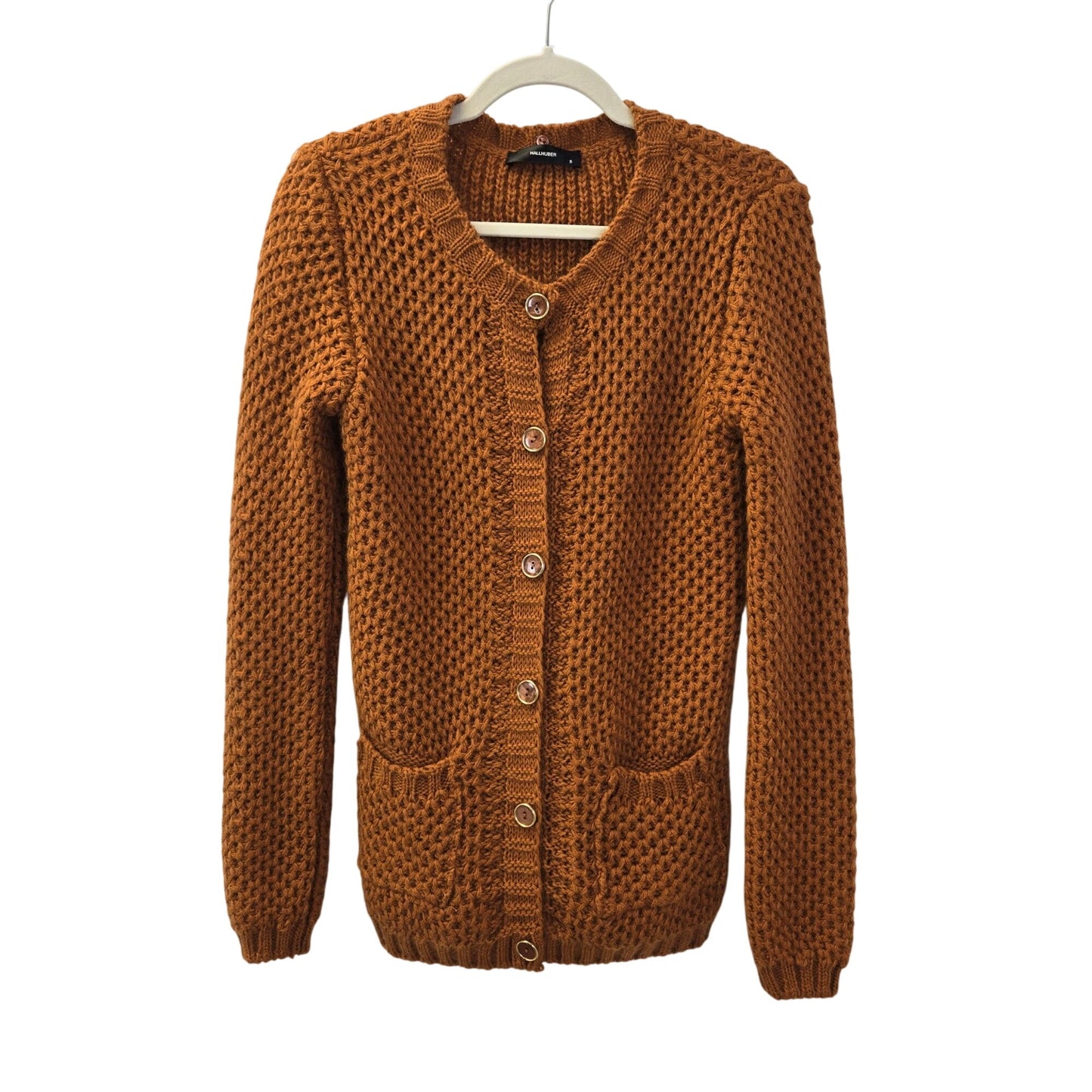 HALLHUBER Mohair Blend Open Knit Cardigan Sweater Size Small