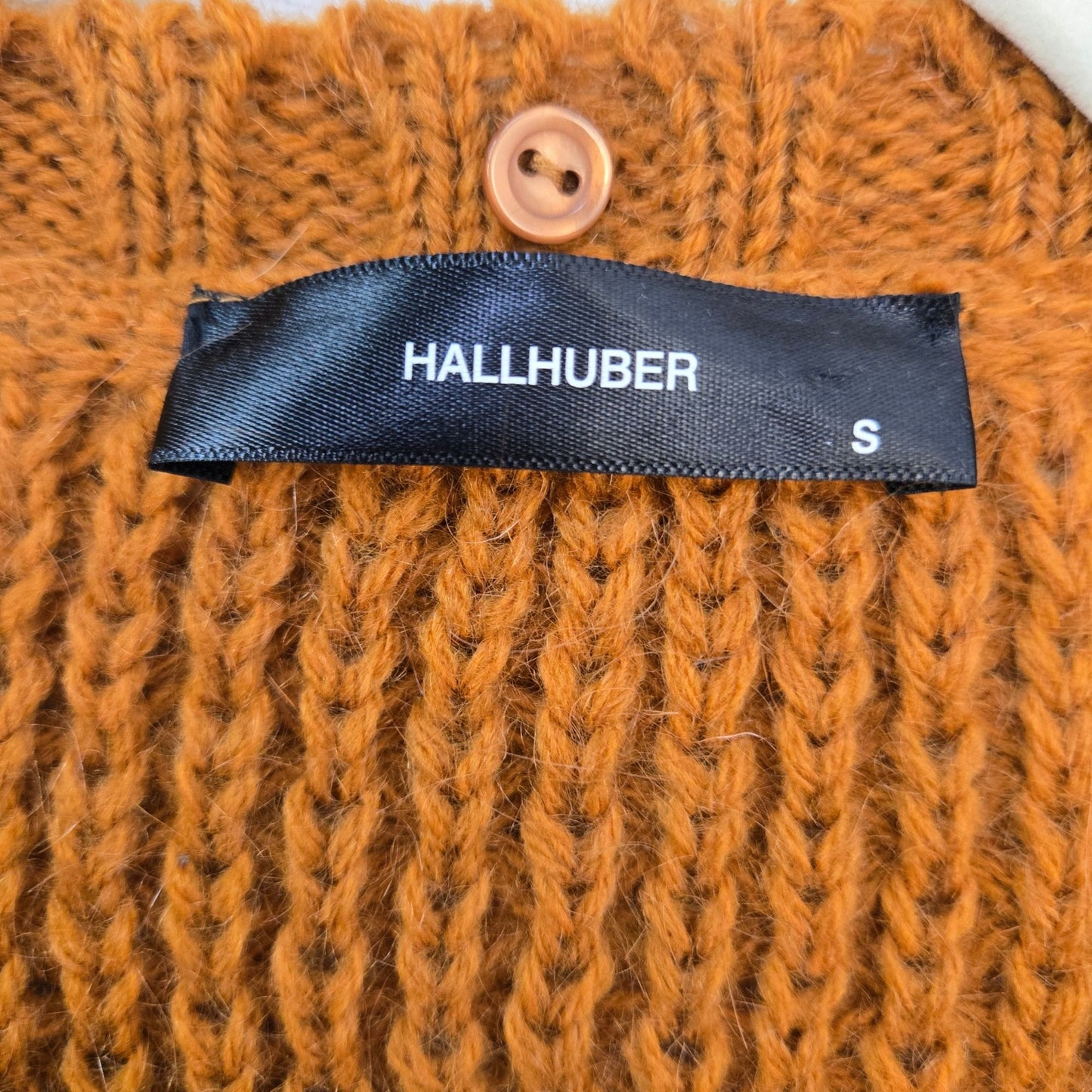 HALLHUBER Mohair Blend Open Knit Cardigan Sweater Size Small