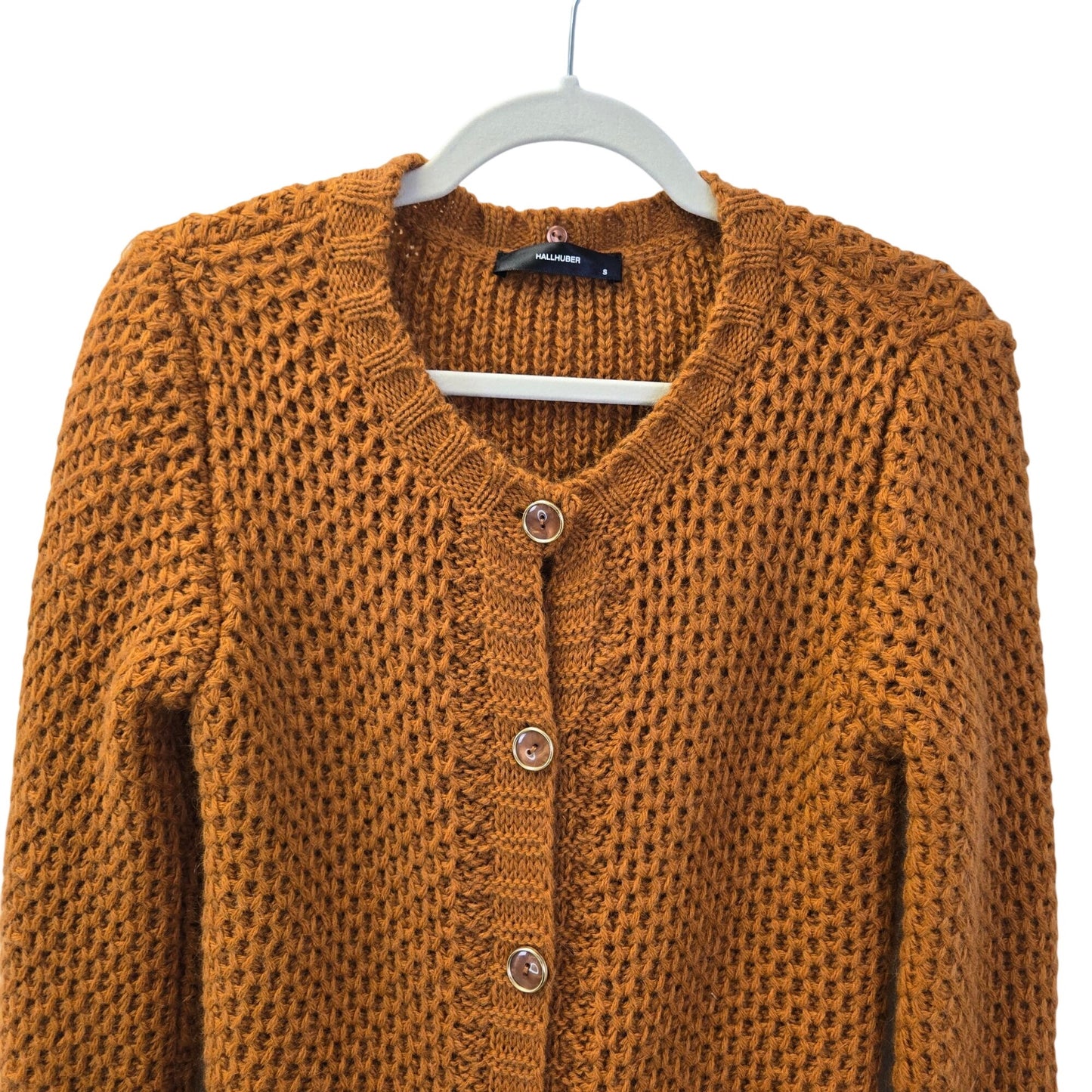 HALLHUBER Mohair Blend Open Knit Cardigan Sweater Size Small