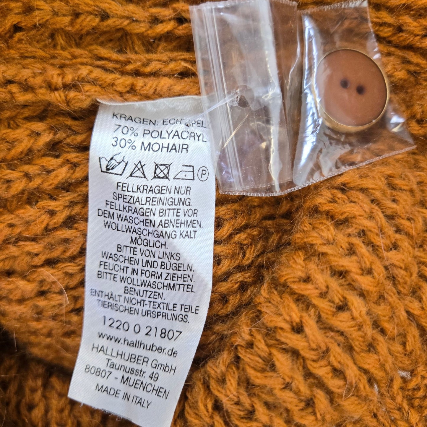 HALLHUBER Mohair Blend Open Knit Cardigan Sweater Size Small