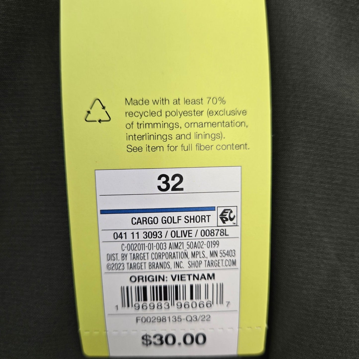 NWT All in Motion Cargo Golf Short Size 32