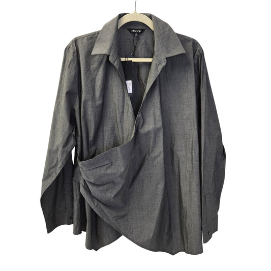 NWT Misook Cotton Asymmetrical Wrap Collard Blouse Size XL