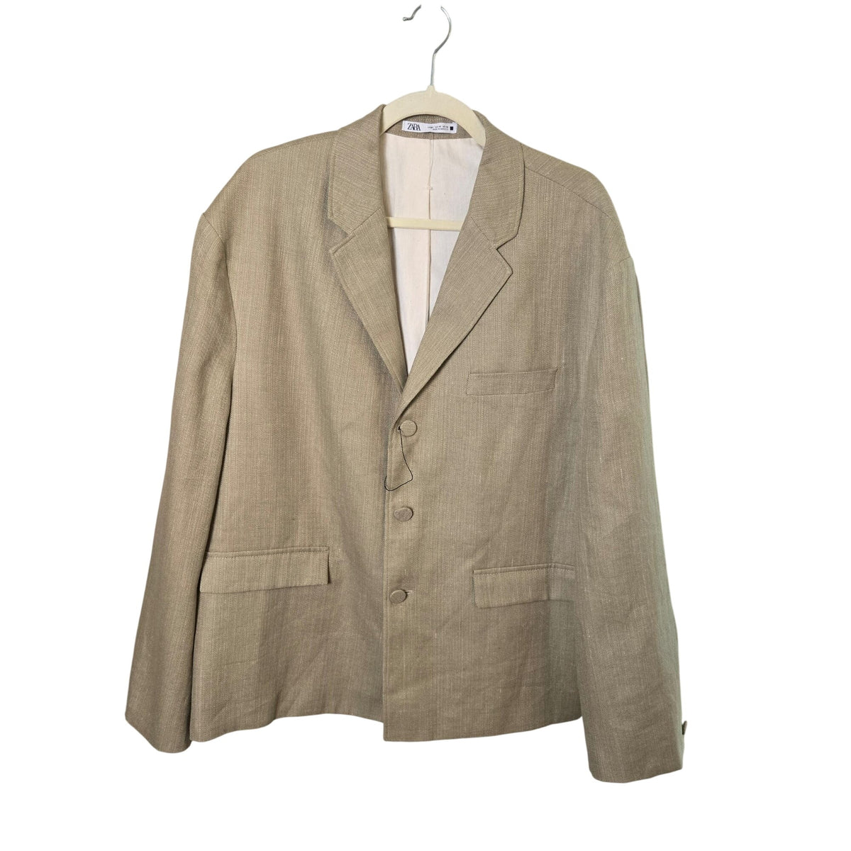 NWOT Zara Men's Linen Blend Three Button Blazer Jacket Size 42