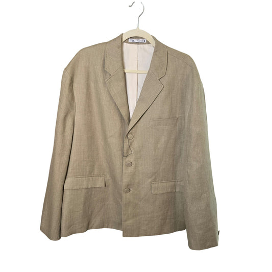NWOT Zara Men's Linen Blend Three Button Blazer Jacket Size 42